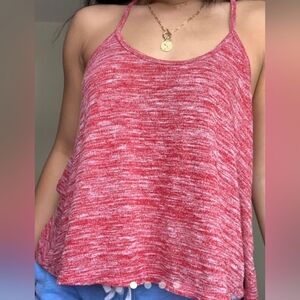 American Eagle Outfitters Red & White Marled Tank Top, Size XS/TP